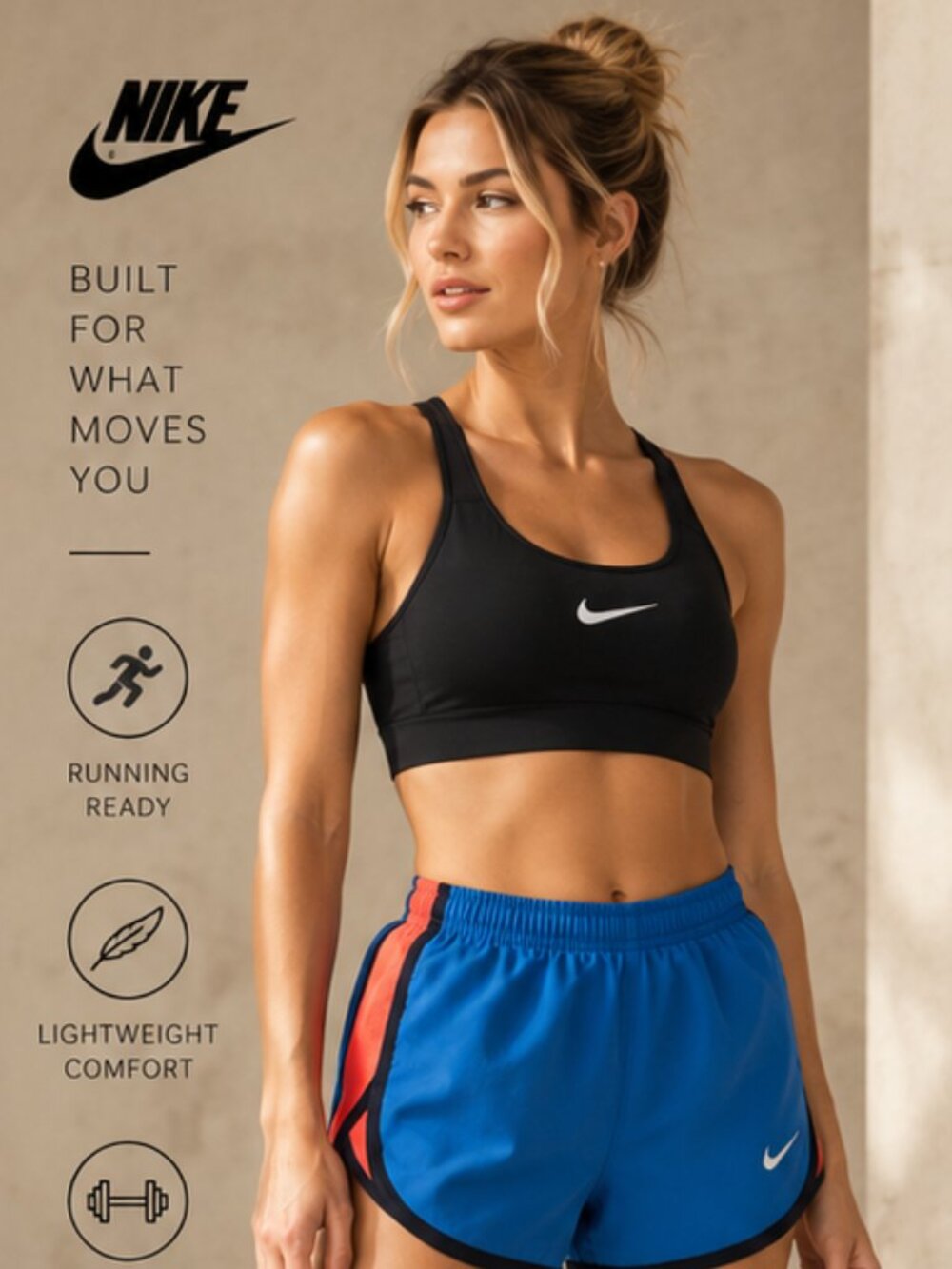 Nike Dri-FIT Blue & Coral Running Shorts – Women’s Size Medium